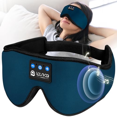 LOVE EYE Sleep Mask, Eye Mask with Headphones, Bluetooth Sleep Mask, Upgraded 3D Sleep Headphones Comfy & Washable Snoozeband Perfect for Sleeping, Travel, Nap, Yoga, Meditation for Men & Women (Cyan)