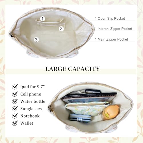 Image of Sunwel Fashion Top Zipper Floral Quilted Bag Small Tote Bag for Women