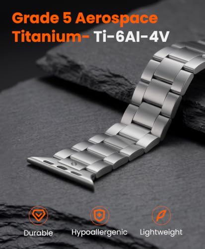 Image of Grade 5 Titanium Watch Band for Apple Watch Ultra 3 /2 /1 49mm & Series 11 /10 46mm, No-Tool Adjustable with Small Links, DLC Anti-Scratch Butterfly Clasp Metal Bands for Men,CRNS03-PRO