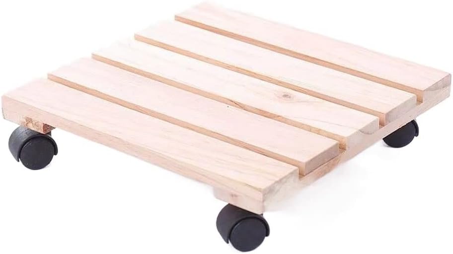 Plant Caddy with Wheels Home Wooden Plant Stand Square Sturdy Planter Base Indoor Outdoor Planter Tray (Color : A, Size : 50cm)