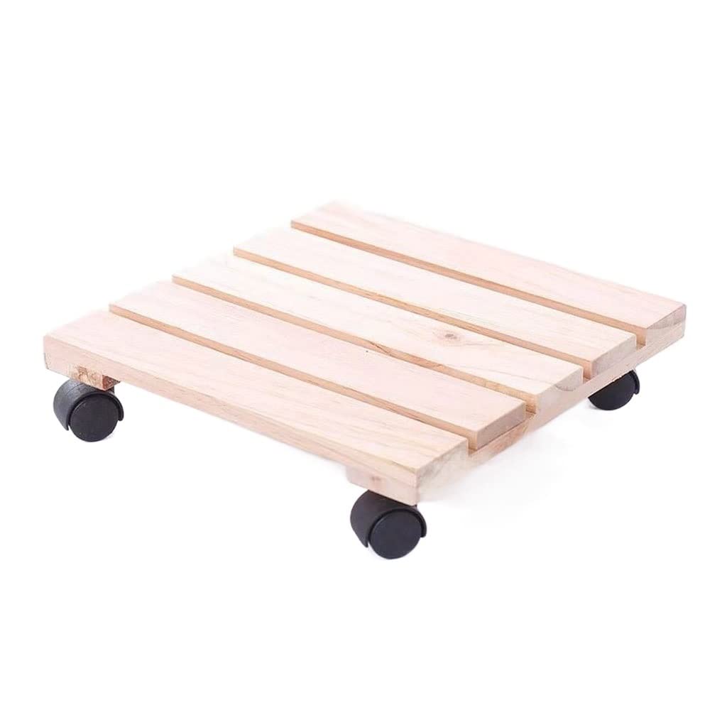 CXVHsertWR rolling plant caddy, Plant Saucers for Outdoors Caddy with Wheels Home Wooden(A,50cm)