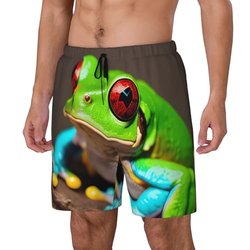 Red Eyes Tree Frogs Print Men Stylish Functionality Swim Trunks Breathable Beach Shorts Surfing Gym Fishing2