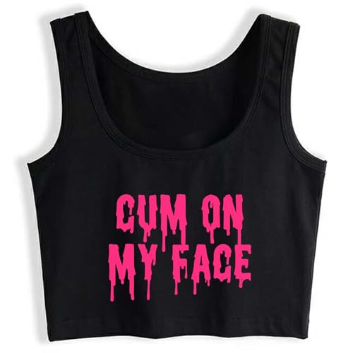 Cum On My Face Funny Sexual Cotton Sleeveless Crop Top Yoga Vest