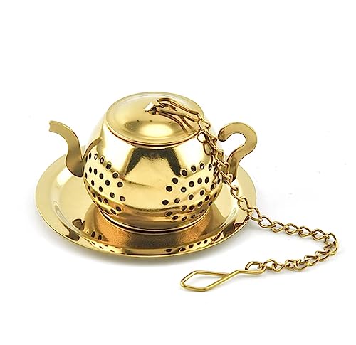 andoo ティーストレーナー 茶漉し 茶こし 紅茶 11種類 かわいい キッチン 雑貨 金 食洗機対応 キッチン用品 メッキ ティータイム ギフト (ポット丸型)
