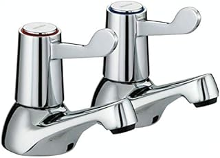 SHAFAH ® Lever Basin Sink Taps Pillar Disabled 1/4 Turn Chrome Pair 1/2" Hot Cold Set UK