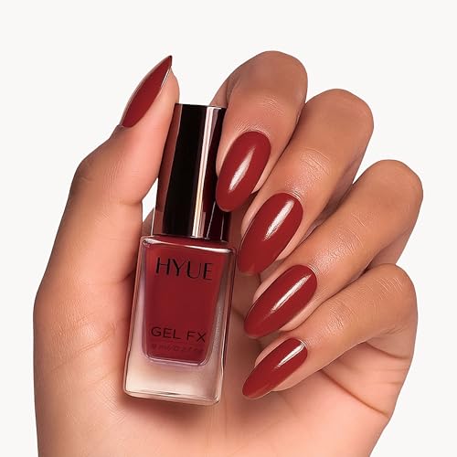 Image of HYUE Gel FX Nail Paint | Cocoa | 8ml | Ultra-Glossy Finish | 14-Day Long-Lasting Wear | Quick-Dry & Chip-Resistant | Vegan & Paraben-Free | No UV Needed | 33 Rich Salon-Quality Shades