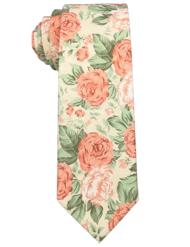 Image of Kebocis Mens Skinny Cotton Floral Tie for Men