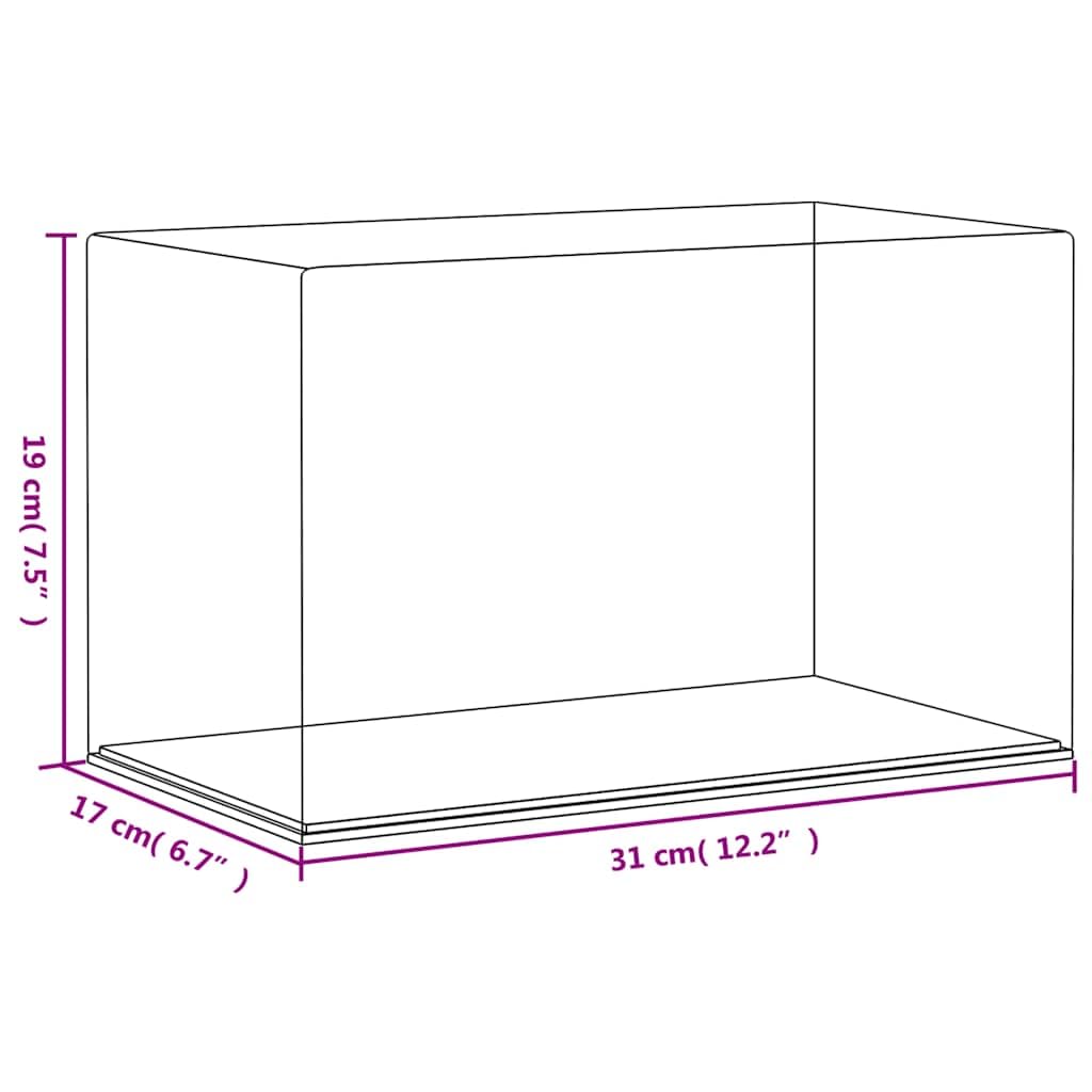 Vitrina acrílica transparente 31 x 17 x 19 cm, protección contra el polvo, caja expositora para coleccionables, juguetes y figuras, montaje sin pegamento sin herramientas