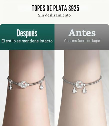 Abalorios clip charms con silicona de goma resistente tope para pulseras 2