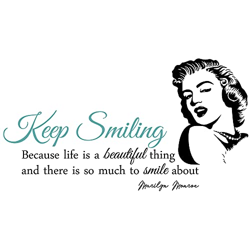 Inspirational Quotes Vinyl Wall Stickers Keep Smiling Because Life is a Beautiful Thing, Modern Living Room Bedroom Sweet Home Decor (31