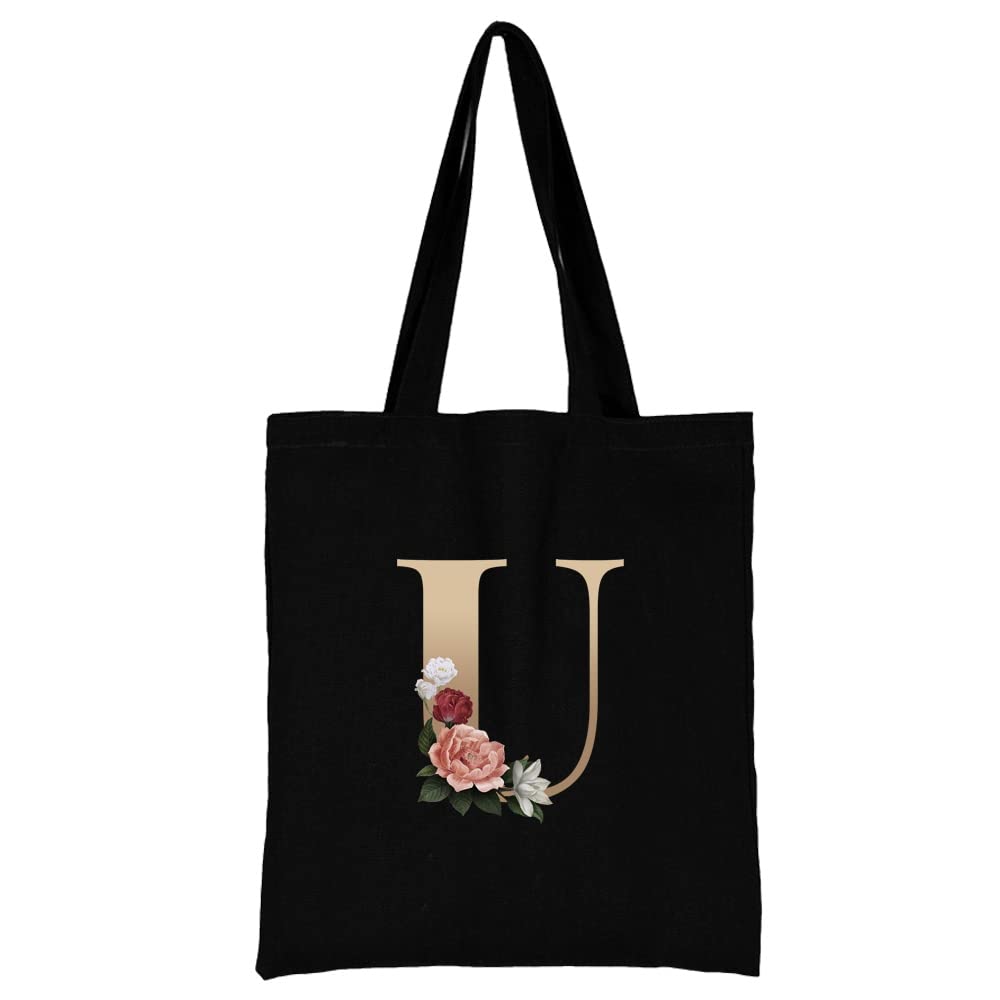 26 Letter Printed Canvas reusable grocery bags, Foldable Casual Travel HandBag, Shoulder Beach Tote Bags, Shopper bag eco friendly super strong washable Storage bags Shopping bag Canvas bag for Women