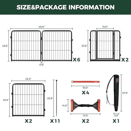 Image of FXW Instant Unleashed Dog Playpen, Portable Pet Fence for Outdoor, RV Trips, and Camping, 24 inch, 16 Panels for Puppy and Small Dogs with Easy-Carry Straps (2 Pack) and Stake Bag│Patented
