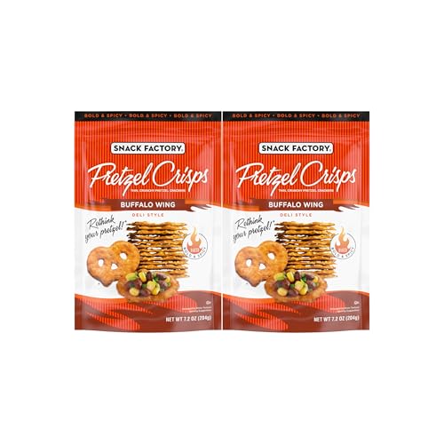 Image of Snack Factory Buffalo Wing Pretzel Crisps, Non-GMO, 7.2 OZ Resealable Bag, (Pack of 2)