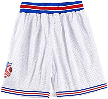 Mens Basketball Shorts Space Movie Short Sport Pants for 90s Hip hop Party Clothing White Medium