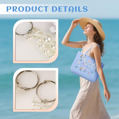 GUZUHUKU 24Pcs Rubber Beach Bag Accessories Charms, Beach Totes Accessories Inserts, Lovely Pearl Charms for Beach Bag Tote Beach Tote Bag3