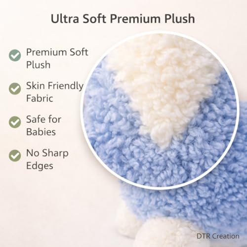 Image of Sheep Soft Toy for Kids | Cute Plush Stuffed Animal for Baby Boys & Girls | Ultra Soft Hugging Toy | Birthday Gift for Kids | Home Decor Plush Toy | Blue & Cream | 30 cm