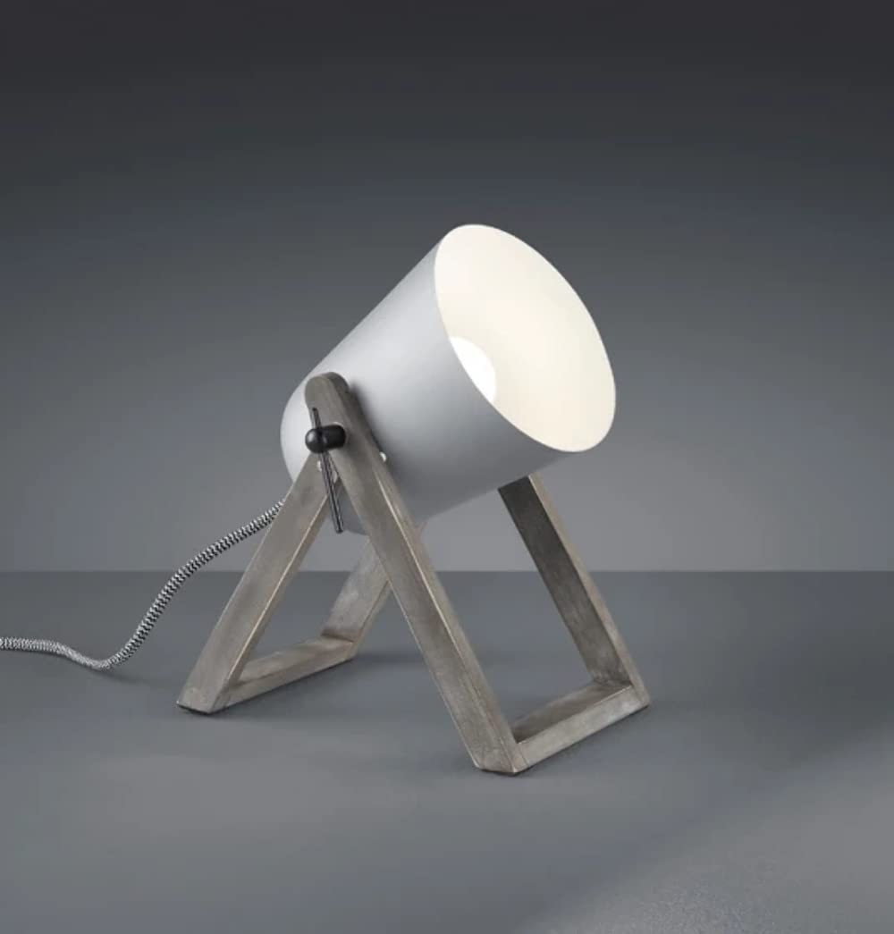 Reality, lampada da tavolo, Marc, METALE, Grigio, corpo: legno naturale, grigio, 1 x E27, MAX.25,0 W