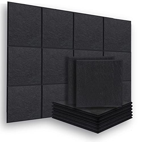Evenreach 吸音材,吸音ボード 防音材 硬質吸音フェルトボード 難燃 防潮 防音材 吸音材 壁,防音シート,遮音材 防音材 部屋用 吸音対策 騒音軽減 防潮, 練習室 録音室 オフィス 室内装飾 消音 防音対策吸音材 防音と音響処理に最適 24枚,約2.2平米(30cm×30cm×0.9cm)マットブラック…
