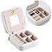 Luoshan Macaron Petite Boîte à Bijoux Bagues et Boucles d'oreilles Miroir Cas de Stockage de Voyage (Noir) (Color : White)