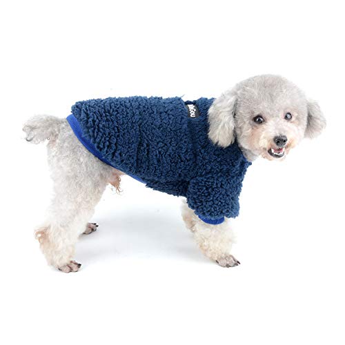 SELMAI Winter Coat for Small Dogs Puppy Soft Fleece Lined Jacket for Chihuahua Clothing for Cats Mini Dachshund 2 Legs Pets Warm Outfit Solid Color Windproof Cold Weather Outdoor Blue XL