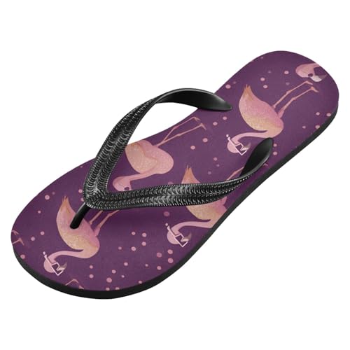 ALAZA Wearing Sunglasses with Flamingo Flip Flops for Women Fashion Beach Slippers Comfort Mens Flip Flops Non-Slip Rubber Shower Slippers Sandal for Hotel Travel Sport,XS2