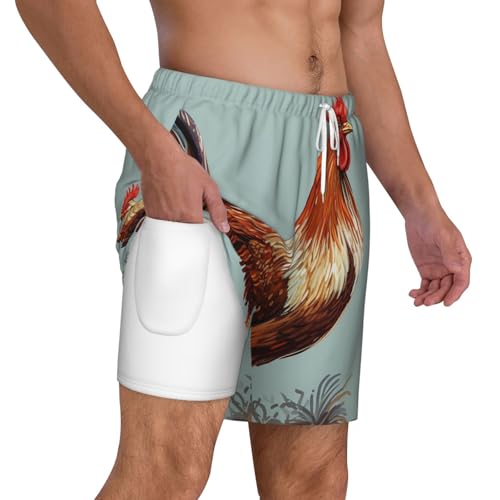 Men's Swim Trunks Quick Dry Board Shorts Chicken Print Beach Shorts with Pocket Bathing Suits for Men2