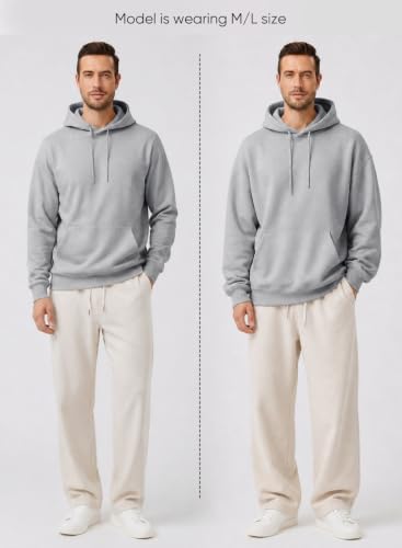 Image of JMIERR Mens Fleece Lined Hoodie Pullover Drawstring Pocket Winter Warm | Cozy fleece-lined pullover, adjustable drawstring hood, kangaroo pocket, regular fit, machine wash