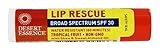 Desert Essence Lip Rescue - Tropical Fruit - .15 Ounce - Broad Spectrum SPF 30 - Water Resistant - Shea & Sweet Almond Oil - Sunscreen - Soothe & Protect Skin
