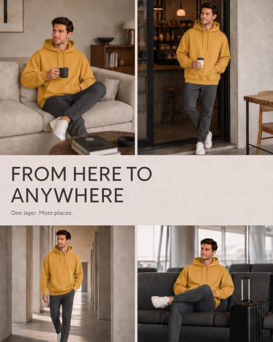 Image of NOBERO Oversized Solid Hooded Sweatshirt for Men | Oversized Hoodie for Men | Hooded Pullover | Cotton Rich Printed Hoodie 280 GSM Fleece