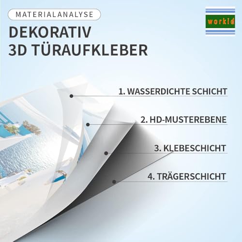 workid 3D Türtapete Türfolie selbstklebend TürPoster PVC Türaufkleber Fototapeten Ozean 90x200