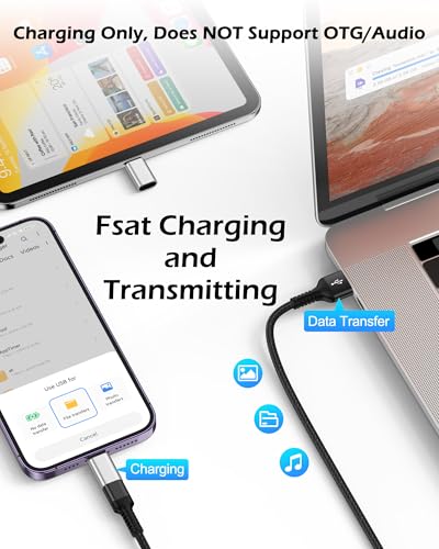 [2-Pack] USB C to Lightning Adapter, Type C to Lightning Adapter Support PD Fast Charging & Data Sync – Compatible with iPhone 14/13/12/11/X/XR Pro, iPad, AirPods – Not for Audio/OTG