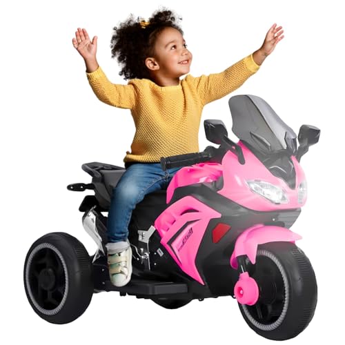 Moto Elétrica Infantil Triciclo com Controle Remoto para Crianças, Bateria 6V Recarregável e Farol, Brinquedo Veículo para Meninos e Meninas Passeio Divertido
