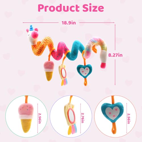 Image of SNOWIE SOFT Unicorn Crib Toys Stroller Soft Plush Toy Spiral Colorful Baby Toys for 6 to 12 Months Interactive Cartoon Stuffed Crib Ornament Early Educational Activity Babies Sensory Toy