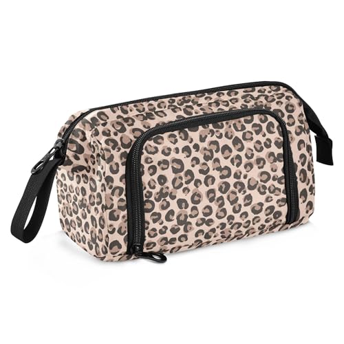 Image of Fisyme Leopard Cheetah Print Pencil Case Large Capacity Pen Bags Box Big Makeup Pouch Organizer