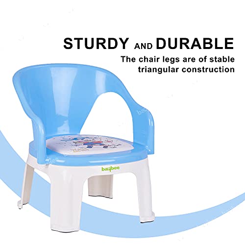 Image of Baybee Kids Chair Strong & Durable Plastic Baby Chair for Kids Home School, Kids Study Table Chair | Booster Seat for Baby, Portable Activity Chair for Kids Boys & Girls | Blue