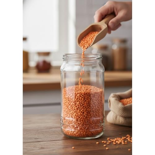 Image of Glassbunny Glass Jar Containers Set of 6 for Kitchen Storage | Golden Airtight Lids | Glass Containers for Kitchen | Glass Jars for Kitchen 300g Jars for Dry Fruits, Pickles, Spices