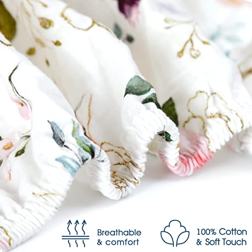 Image of GRSSDER Soft Muslin Crib Sheet 1 Pack, 100% Cotton Crib Sheets for Boys and Girls, Fit Standard Crib Mattresses 52 inch x 28 inchSafe and Snug, Stylish Purple Flora Pattern