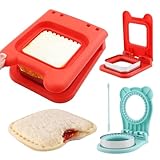 Sandwich Cutter and Sealer,Uncrustable Sandwich Maker,Circle Shape Square Pocket Sandwiches Cutter, Stainless Steel Crustless Sandwic h Cutter for Peanut Butter, Pancake