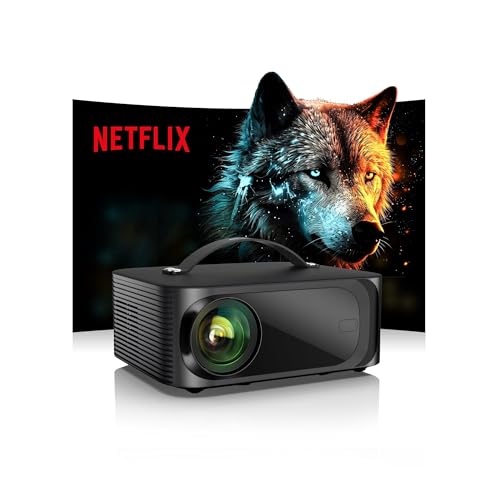 Beamer-4K Passend für Netflix Dolby Audio ONOAYO 1500ANSI HDR10+ HDMI eARC Smart Beamer Heimkino, 1080P Full HD KI-Autofokus WiFi 6 Bluetooth 5.3 Tragbarer Mini Outdoor Projektor ​​​​Kino Überall