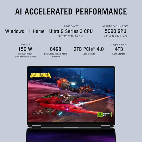Image of ASUS ROG Zephyrus Duo 16 (2026),Intel Core Ultra 9 386H (Series 3),RTX 5090-24GB,64GB RAM,2TB SSD,3K OLED,16 inch(40 cm),120Hz,Win 11,M365 Basic(1Y),Office 24,Grey,2.8 Kg,GX651AX-SR099WS,Gaming Laptop