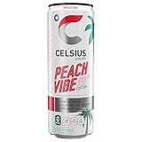 CELSIUS Sparkling Peach Vibe, Functional Essential Energy Drink, 12 Fl Oz
