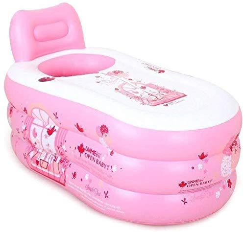 PP Bathtub, Pools Thicker Parent Swimming Pool Inflatable Tub Sauna Bucket Folding Plastic Bath Tubing Delivery Pump Bathtubs Bathtub (Color : Pink, Size : 150 * 85 * 50cm)
