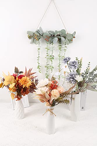 Insunsix Artificial Fake Flowers Bouquet Silk Flower Arrangements For Wedding Bouquets Decorations Faux Flowers Craft Floral Table Centerpieces For Kitchen Garden Home Party Décor (Autumn Red) #TOP6