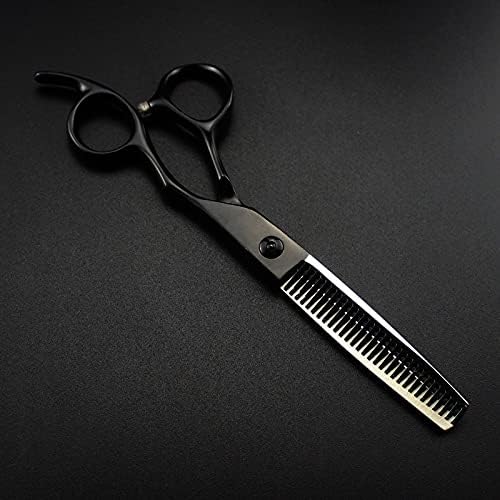 Hair Cutting Scissors, 6inch Professional japan 440c steel black cut hair scissors cutting barber tools haircut thinning shears hairdressing scissors (Color : Cutting and thinning)
