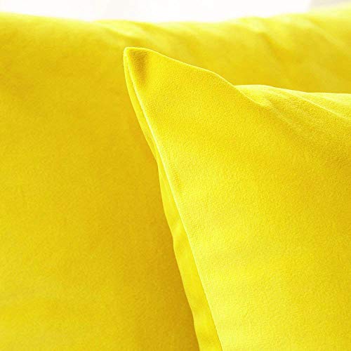 Image of Khooti Velvet 200 TC Cushion Cover Pack Of 1-8 inchX8 inch /20X20 Cm-Lemon Yellow-Soft Pillow Covers Cushion Case For Sofa Bedroom Living room Chair Car