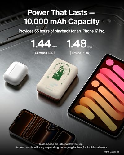 Image of Belkin Disney Mando & Grogu Power Bank, BoostCharge Portable Charger with Integrated Cable 10K PD 20W - Fast Charge USB-C Power Delivery, Portable iPhone Charger for iPhone 17, iPad Pro, Galaxy S26