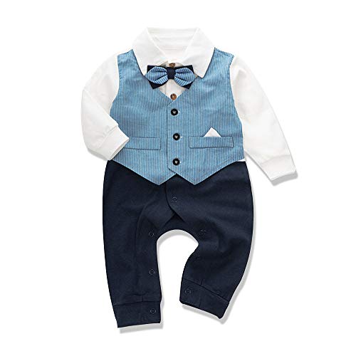 Feidoog Newborn Gentleman One Piece Long Sleeve Baby Boys Gentleman Formal Tuxedo Outfit Suit (Blue,6M) Feidoog Newborn Gentleman One Piece Long Sleeve Baby Boys Gentleman Formal Tuxedo Outfit Suit (Blue,6M)