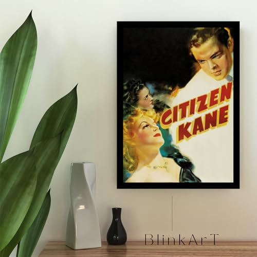 Image of BLINKART Citizen Kane (1941) Movie Poster Frame 8x12 Inch | Premium 300 GSM Paper Wall Print | Vintage Film Artwork for Home, Bedroom, Living Room, Office | Framed Photo Decor