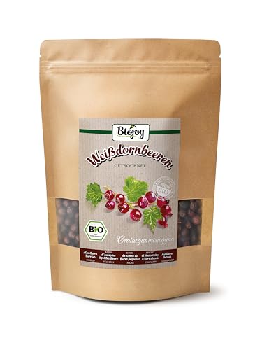 Biojoy Bayas de Espino de Flores pequeñas BÍO (500 g), Secadas y Enteras, Ideal para Té e Infusión (Crataegus monogyna)