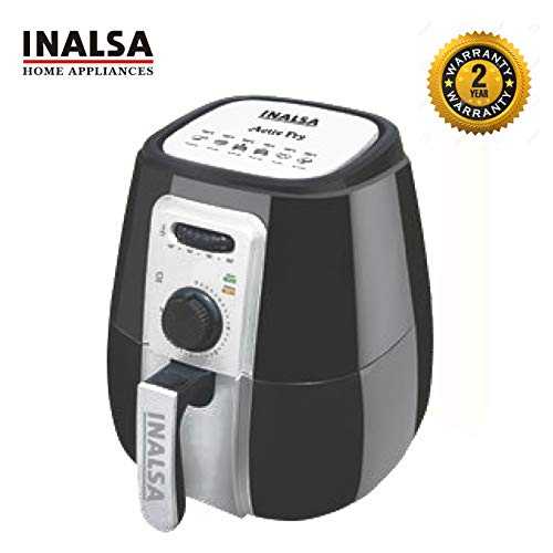 Image of Inalsa Air Fryer ACTIV FRY-1400W with 4.2L Cooking Pan Capacity, Timer Selection and Fully Adjustable Temperature Control, (Black /Grey)